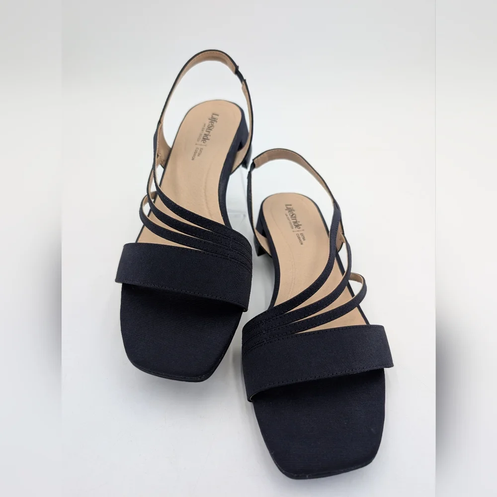 LifeStride Joy 2 Size 9.5W Slingback Deep Navy Fabric Soft System Extra Cushion